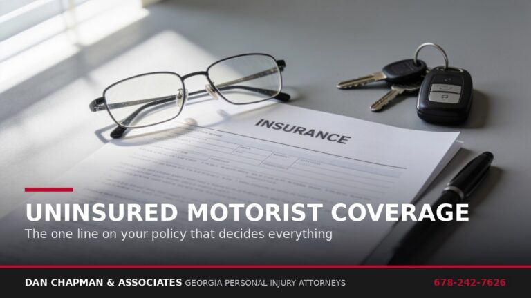Auto insurance declarations page with reading glasses, car keys and a pen